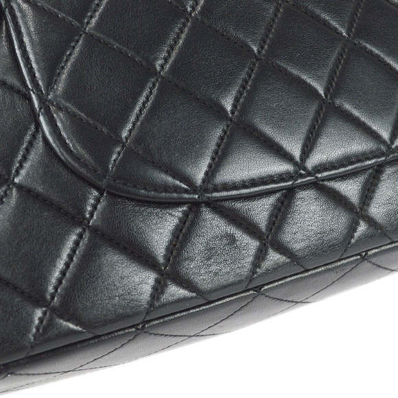 CHANEL 1994-1996 Classic Flap Handbag Medium Black Lambskin 97372 - Picture 5 of 10